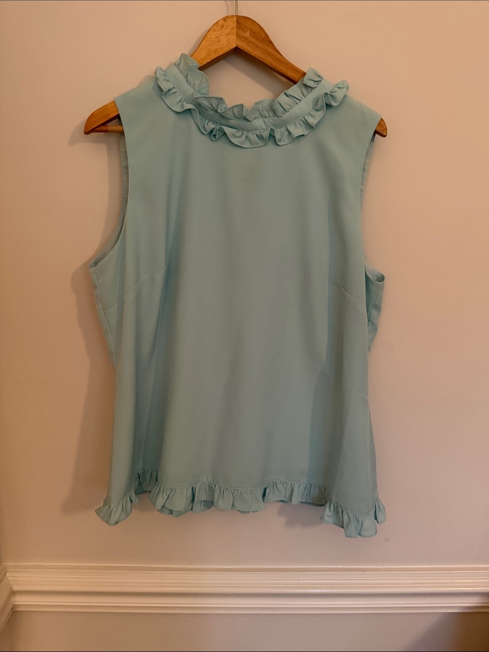 Sail to Sable Ruffle Trim Sleeveless Camisole in Light Aqua